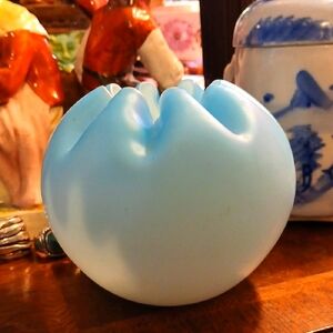 Elegant antique Blue Satin Glass Rose Bowl / Vase